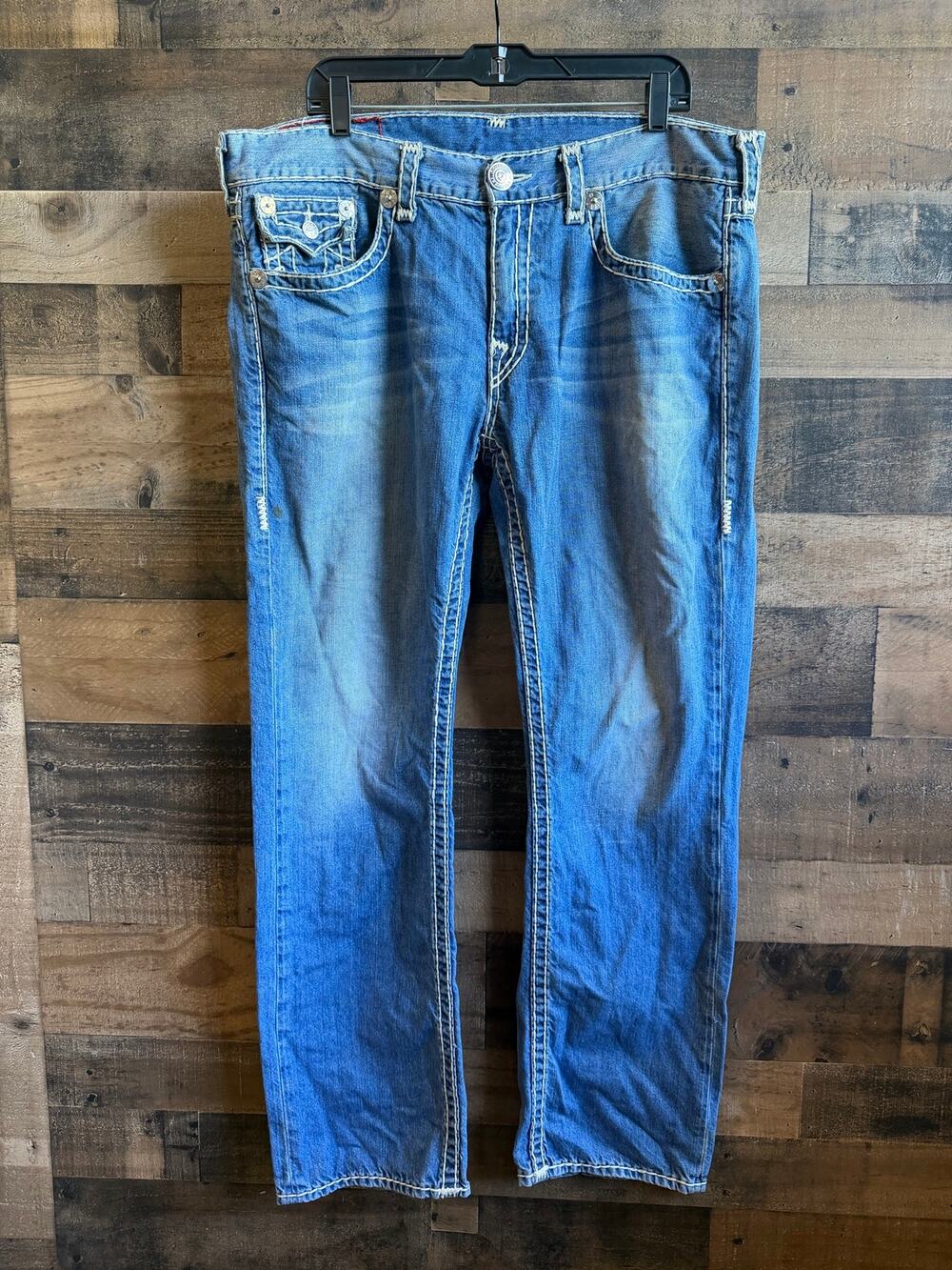 True Religion Ricky Super T Straight Leg Denim Jeans - Size 38 - (Made in USA)